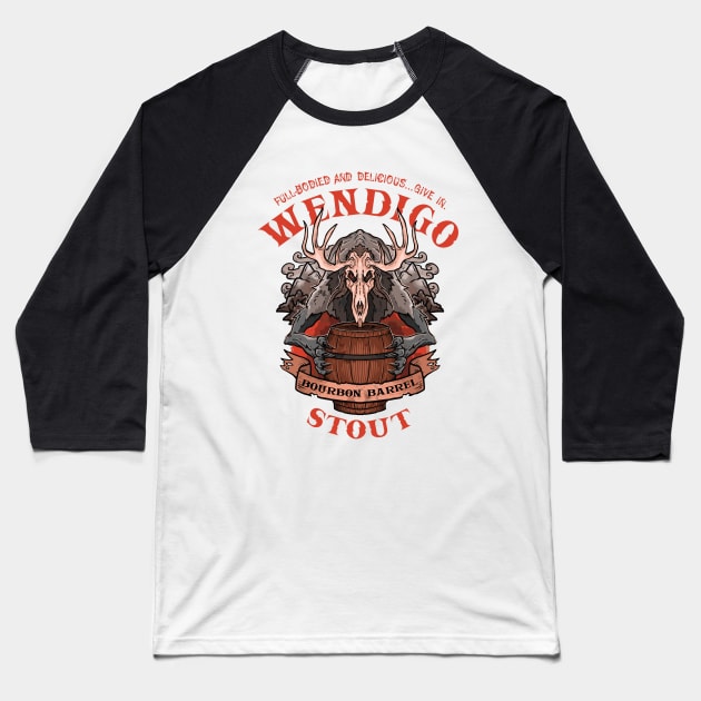 Wendigo Bourbon Barrel Stout Baseball T-Shirt by JonathanDodd_Draws